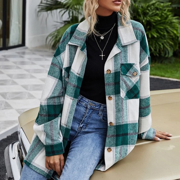 BellanBlue Jackets & Blazers - Cozy Plaid Button Down Oversized Jacket Shacket